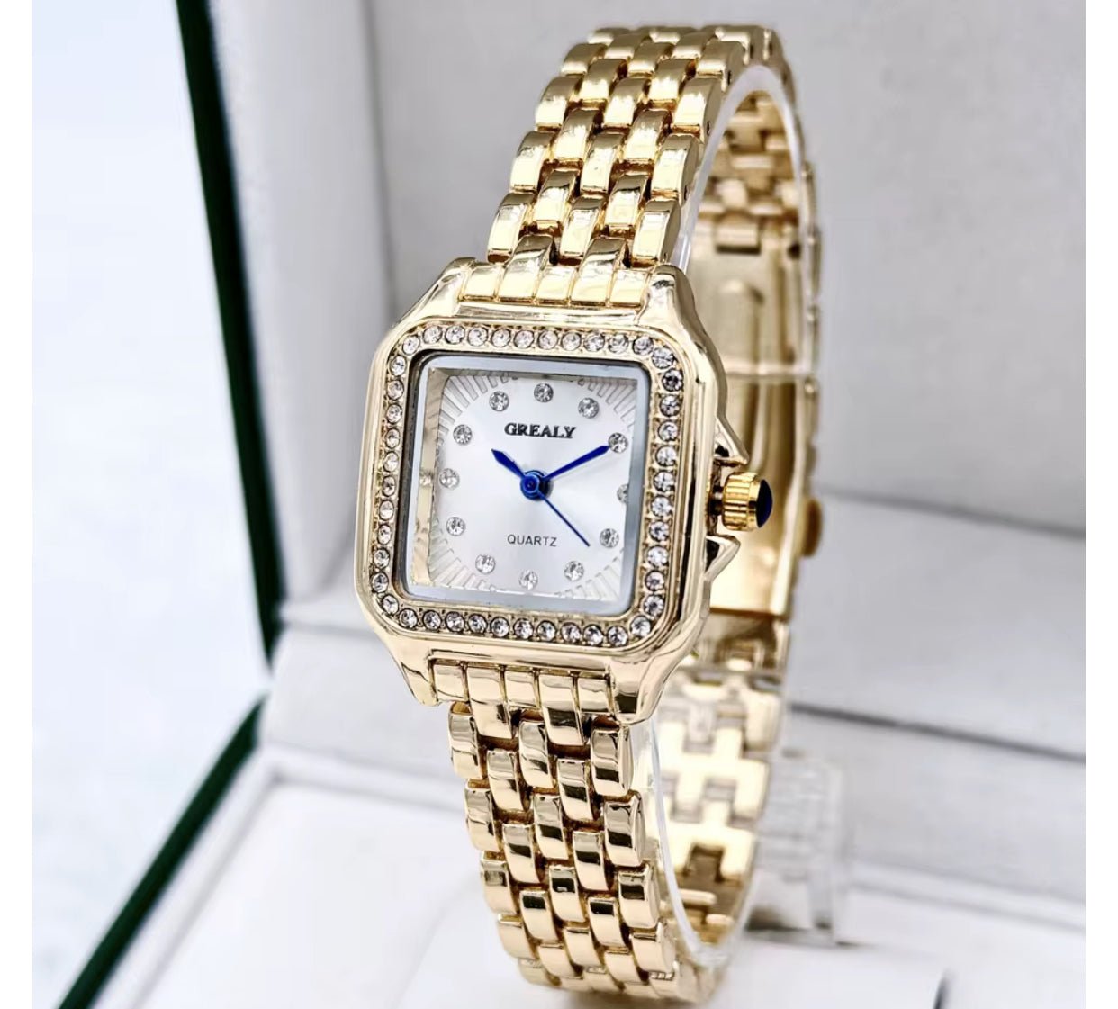 Reloj Imperial Gold Square – Cuarzo y Cristales - KIKABOX
