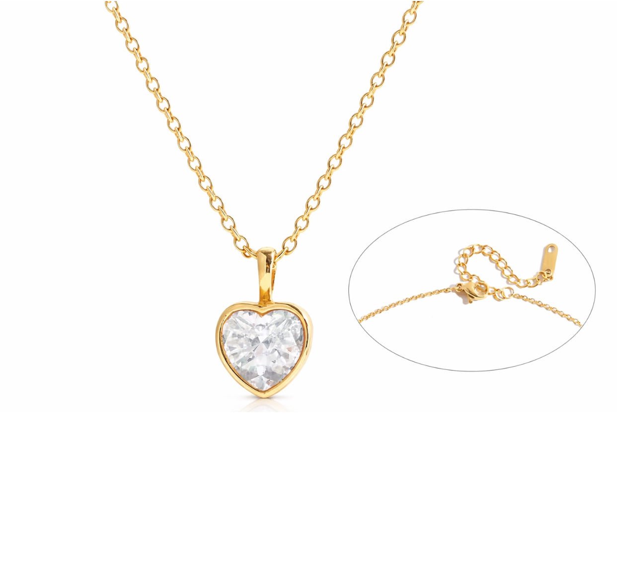 Collar "Eterno Corazón Radiante" en Acero Quirúrgico 316L con Baño de Oro - KIKABOX