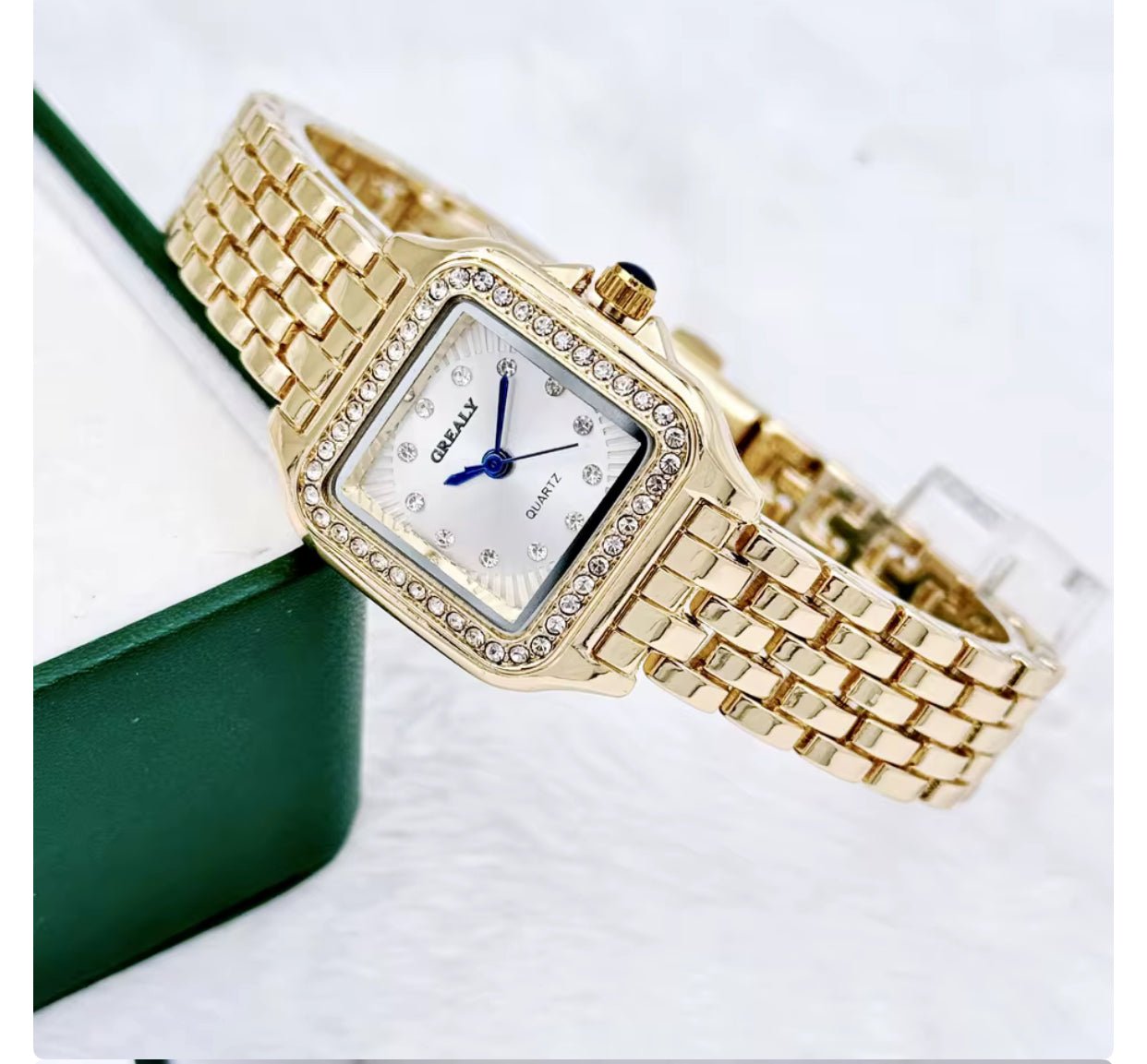 Reloj Imperial Gold Square – Cuarzo y Cristales - KIKABOX