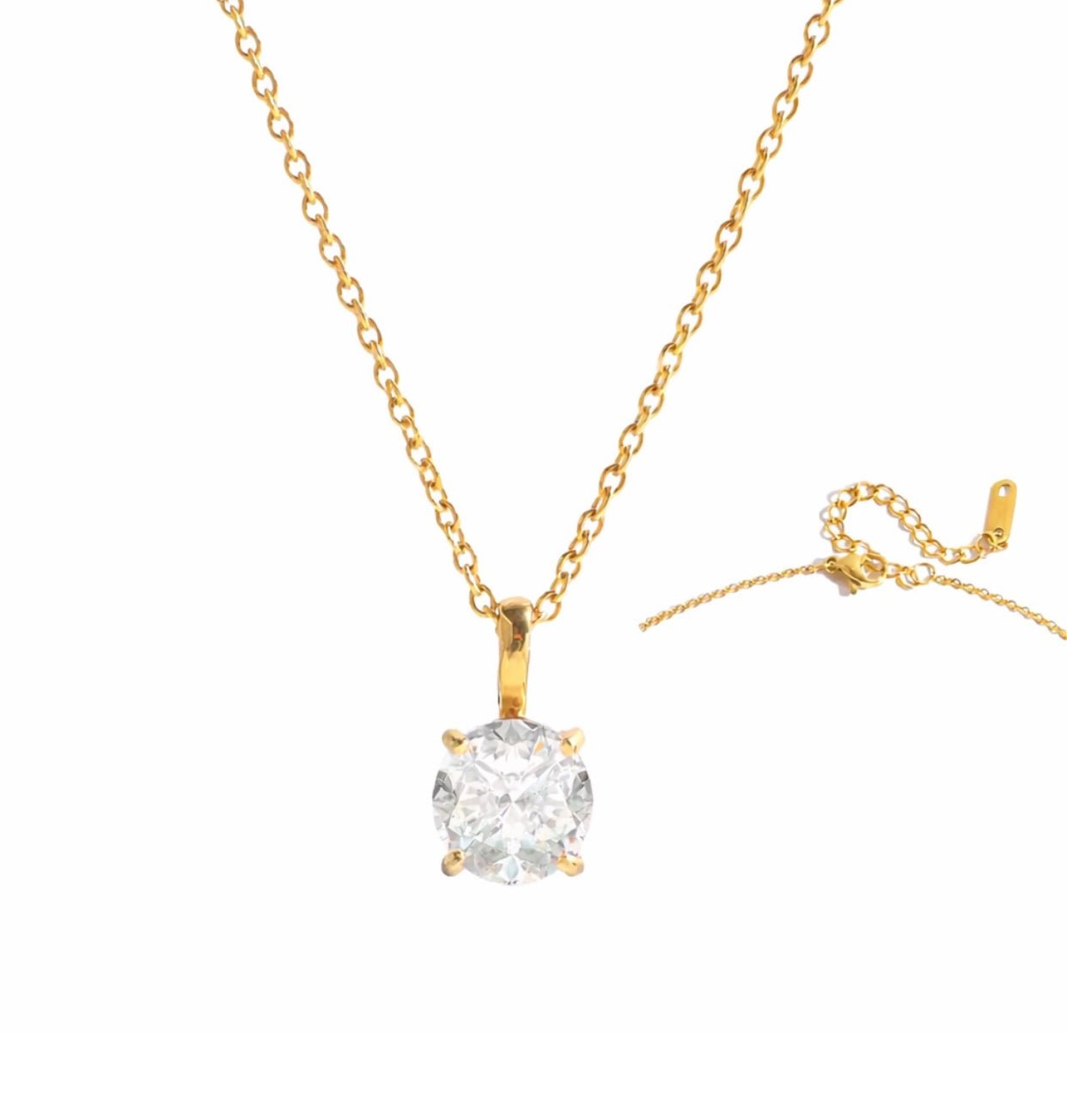 Collar "Solitario Crystal" – Elegancia Minimalista en Acero Quirúrgico 316L - KIKABOX