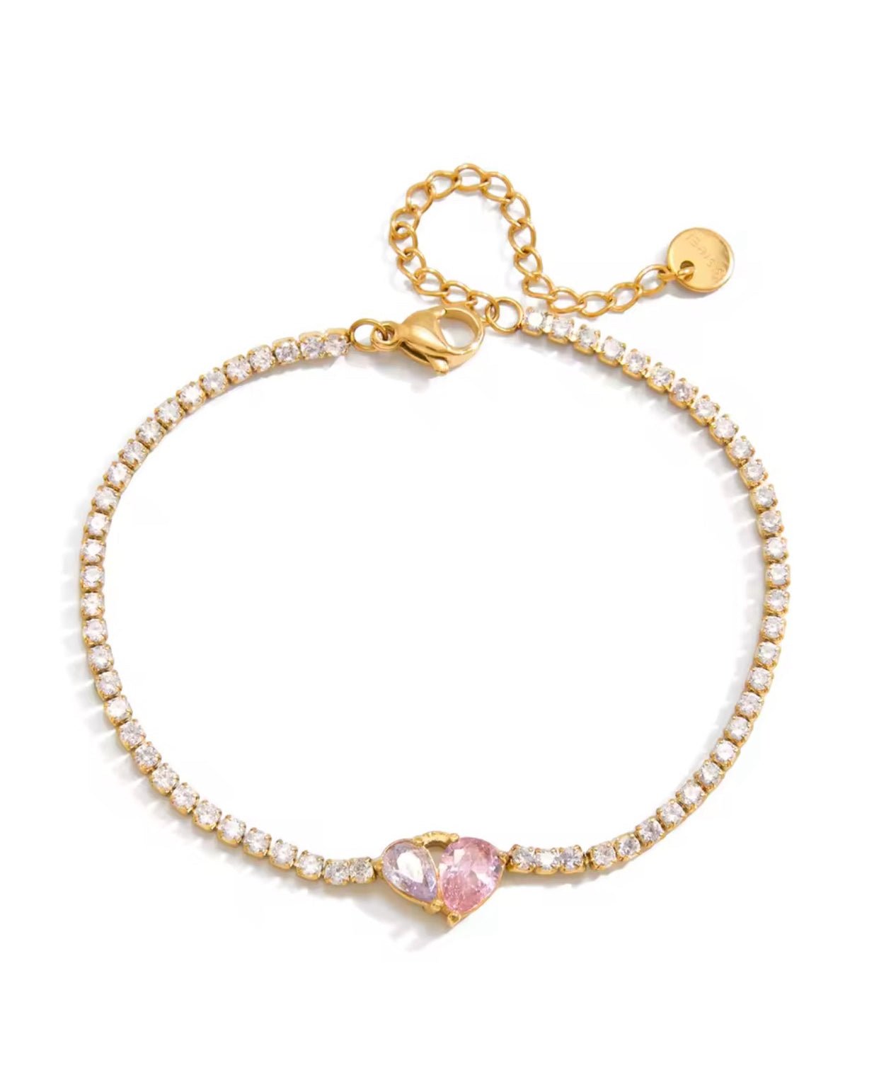 Pulsera Tennis Double Heart – Acero Inoxidable 316L - KIKABOX